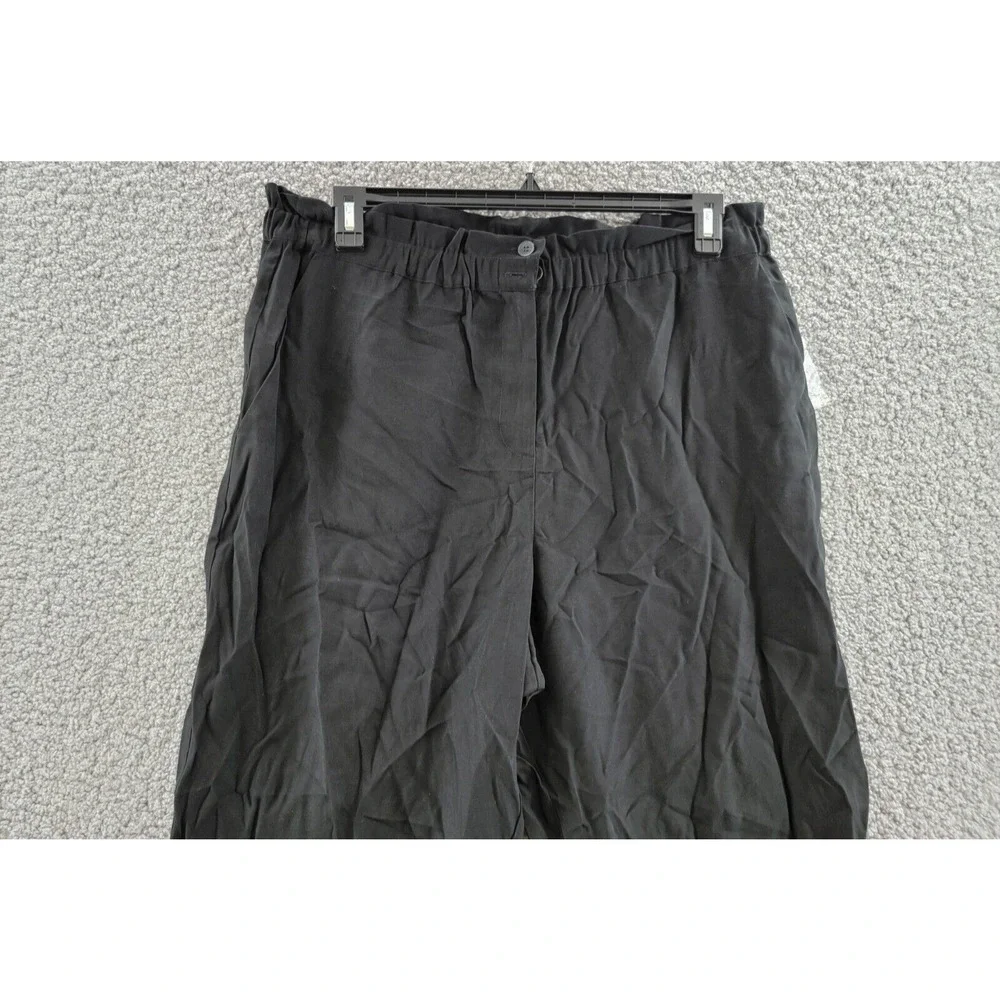VINCE CAMUTO Paperbag Waist Pants Women's 16 Black Cropped Button Zip Closure - Picture 2 of 15